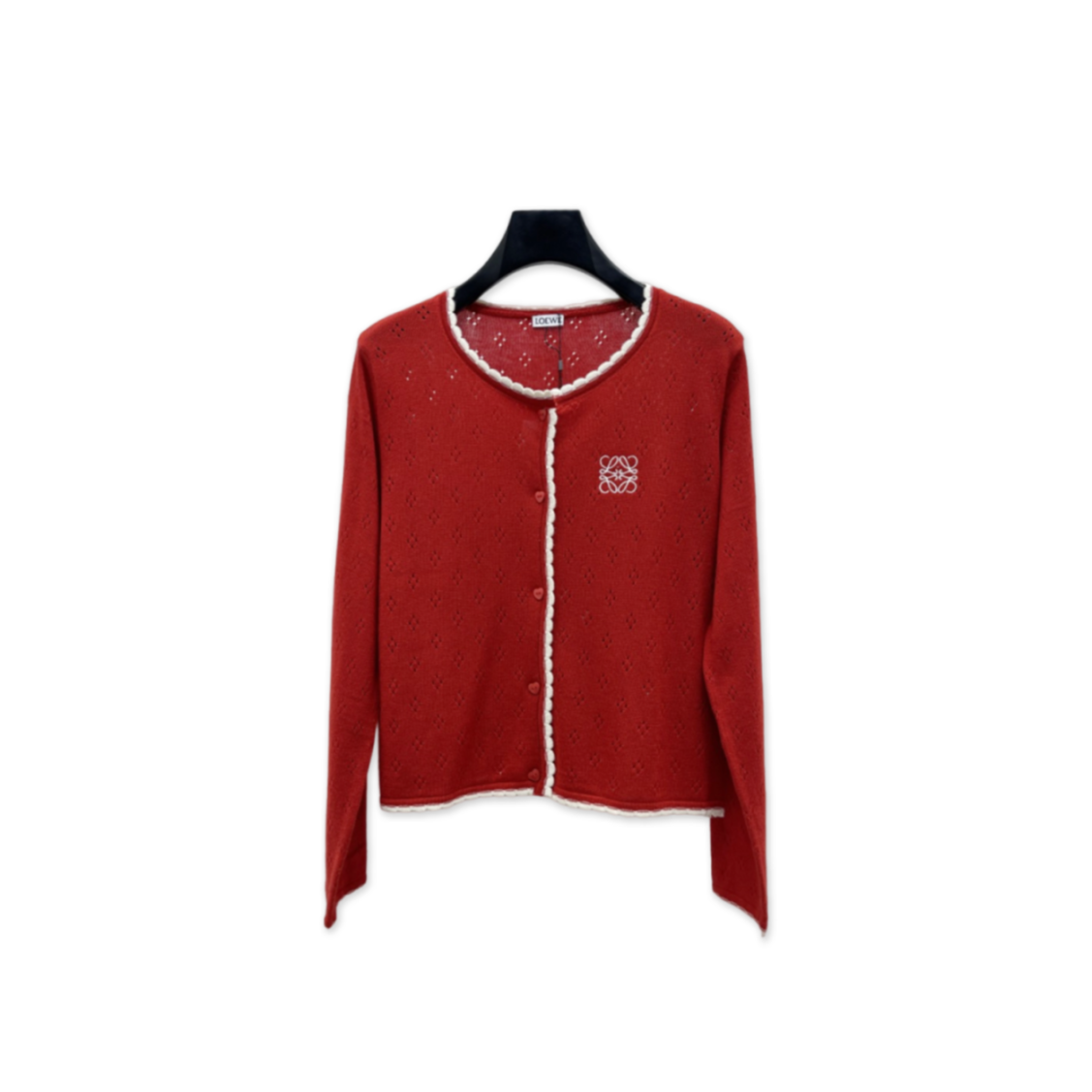 LOEWE LACE COLLAR KNITTED CARDIGAN